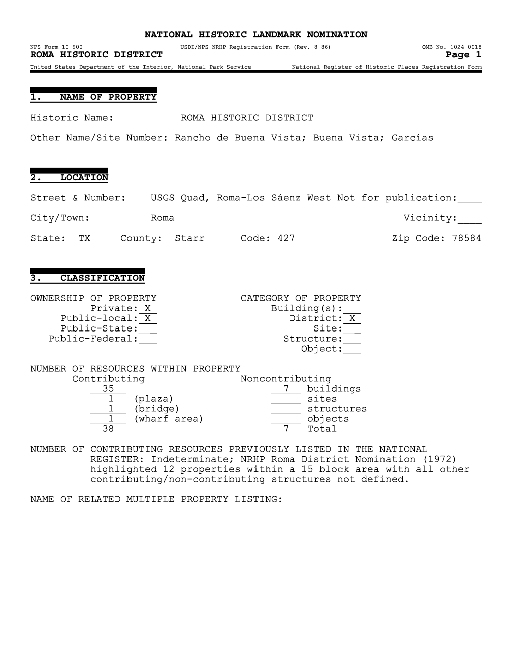 NATIONAL HISTORIC LANDMARK NOMINATION NFS Form 10-900 USDI/NPS NRHP Registration Form (Rev