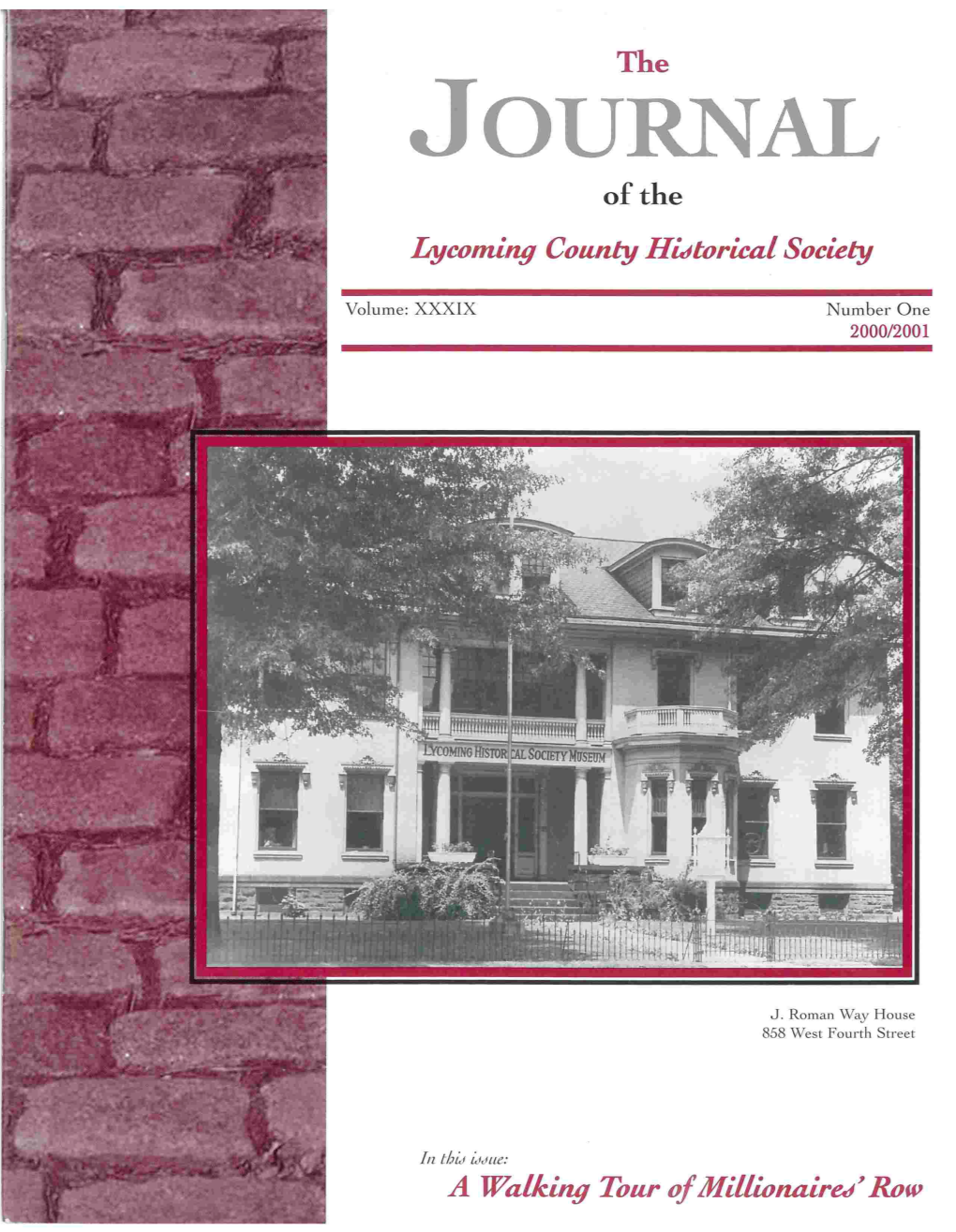 Journal of the Lycoming County Historical Society, 2000-01