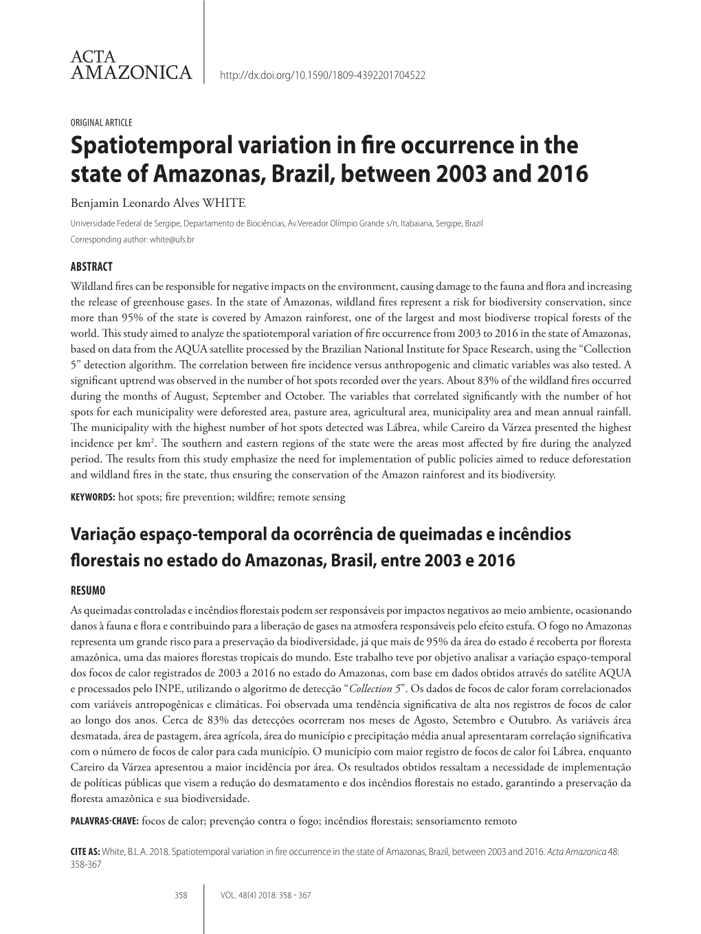 Spatiotemporal Variation in Fire Occurrence in the State Of