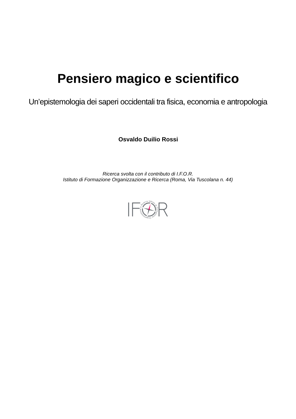 Pensiero Magico E Scientifico