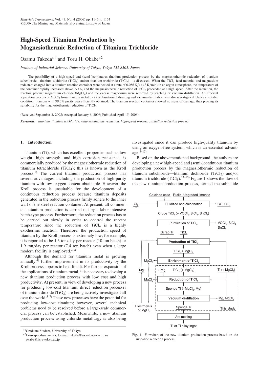 High-Speed Titanium Production by Magnesiothermic Reduction of Titanium Trichloride