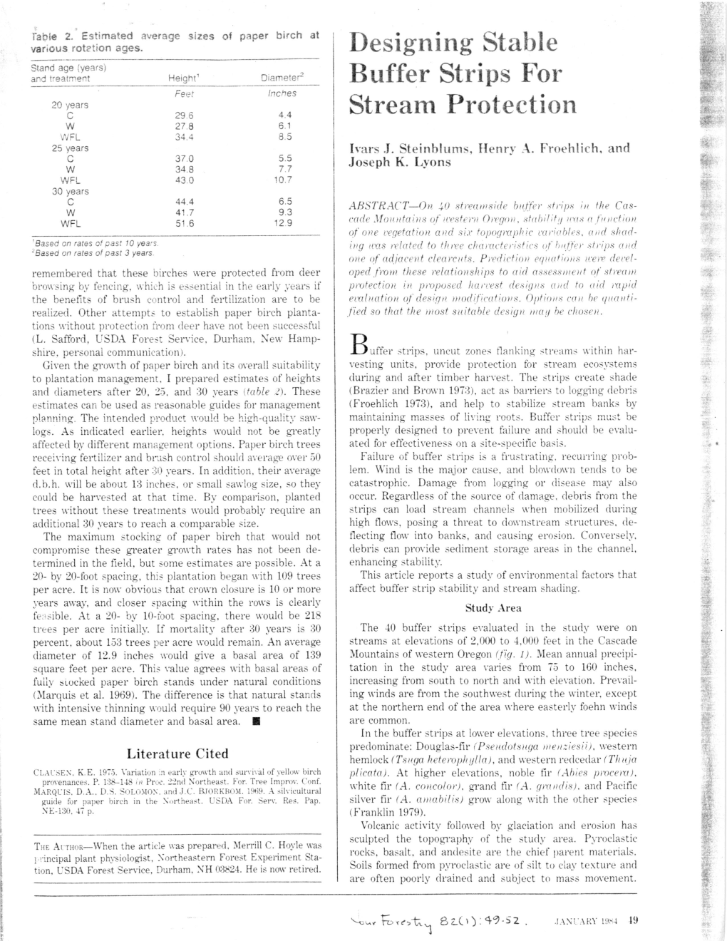 Designing Stable Buffer Strips For