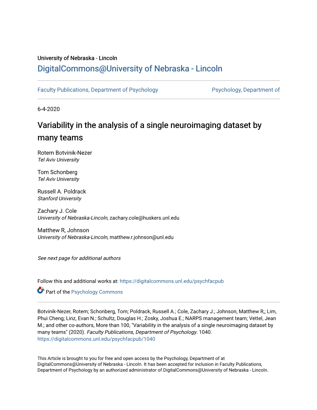 Variability in the Analysis of a Single Neuroimaging Dataset by Many Teams