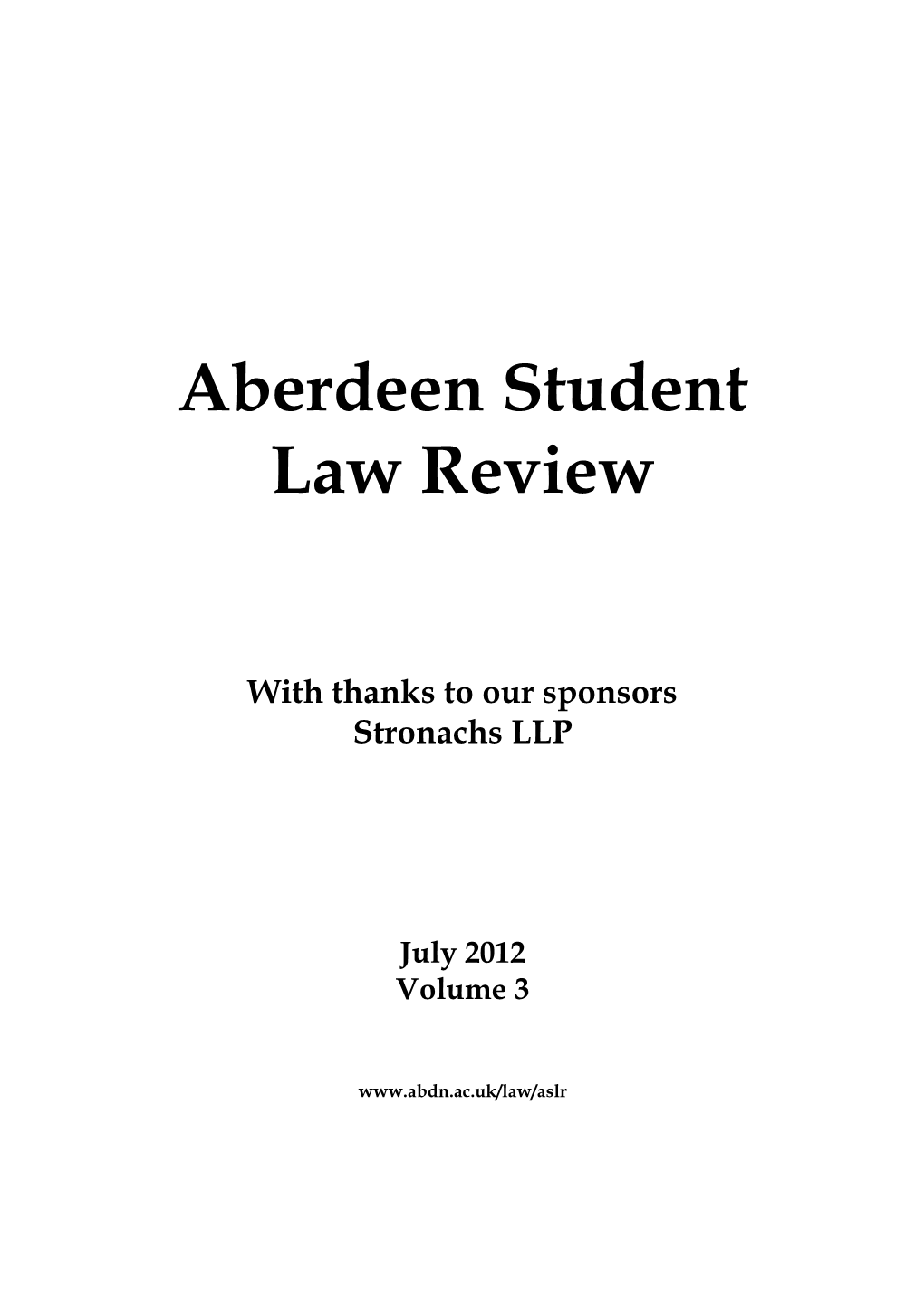Aberdeen Student Law Review