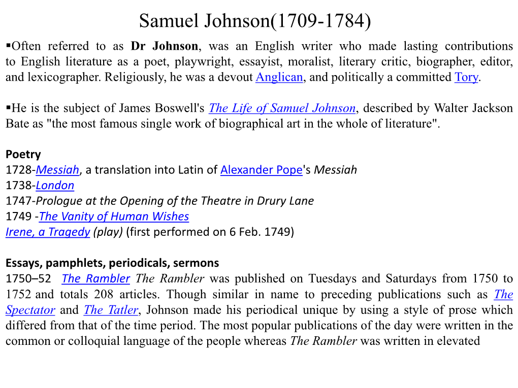 Samuel Johnson(1709-1784)