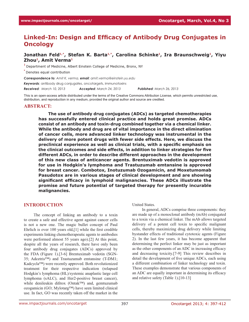 Design and Efficacy of Antibody Drug Conjugates in Oncology