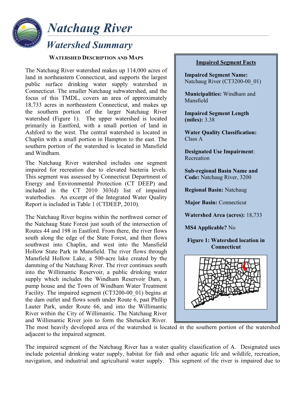 CT Statewide Bacteria TMDL