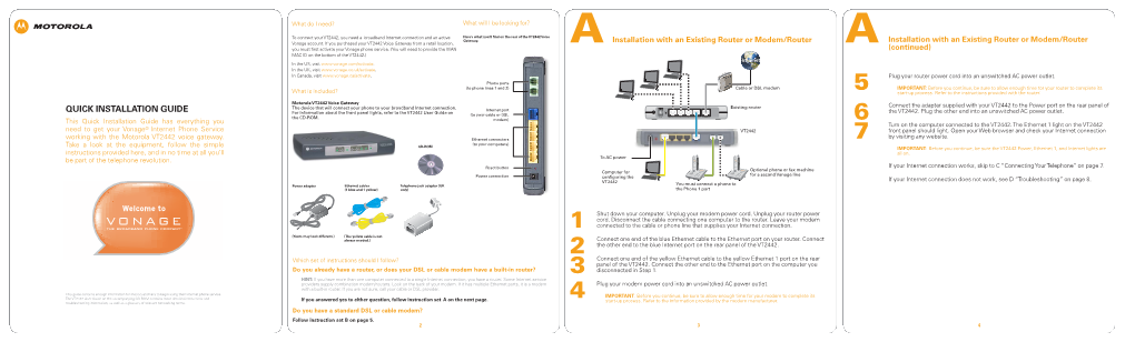 A Installation with an Existing Router Or Modem/Router