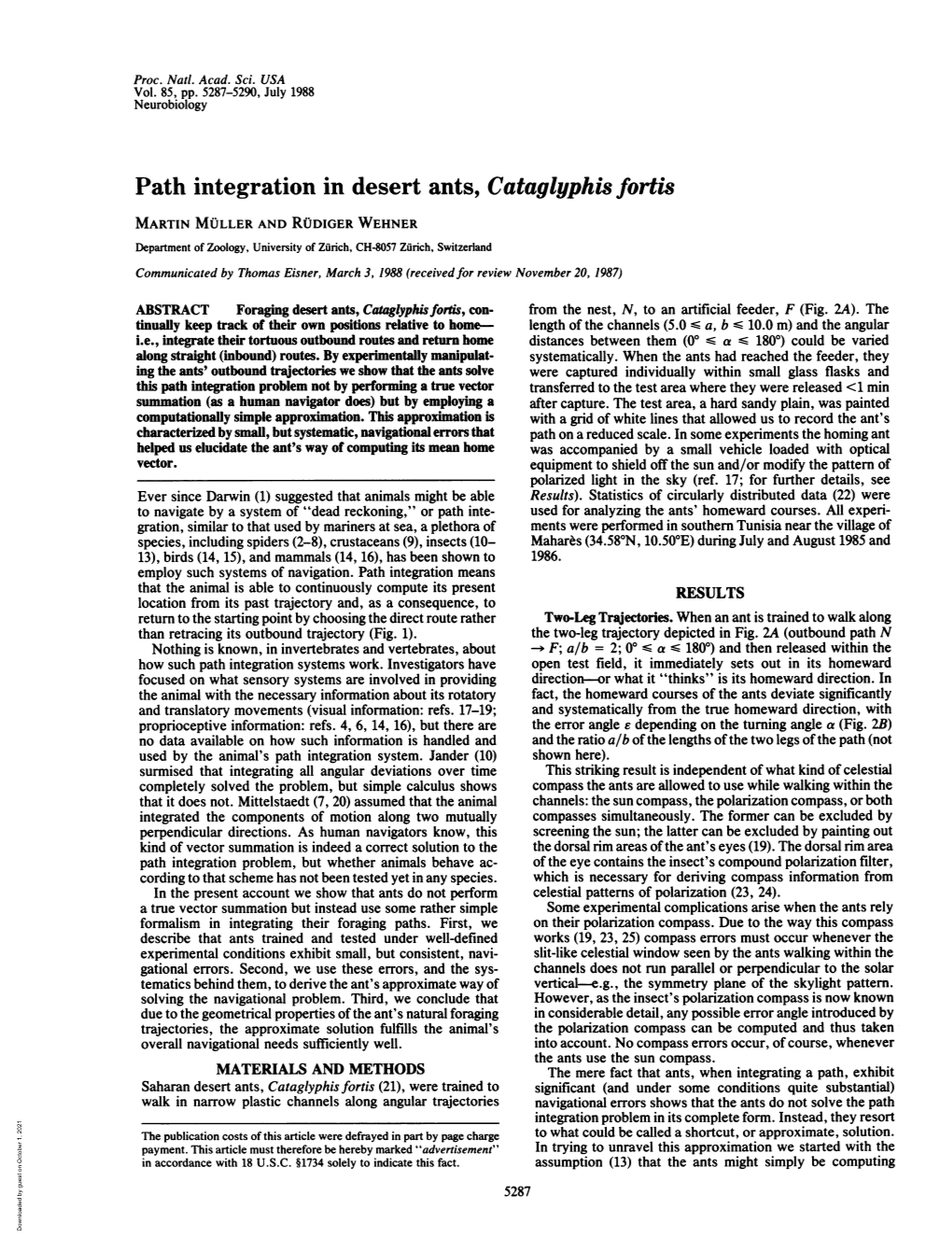 Path Integration in Desert Ants, Cataglyphis Fortis