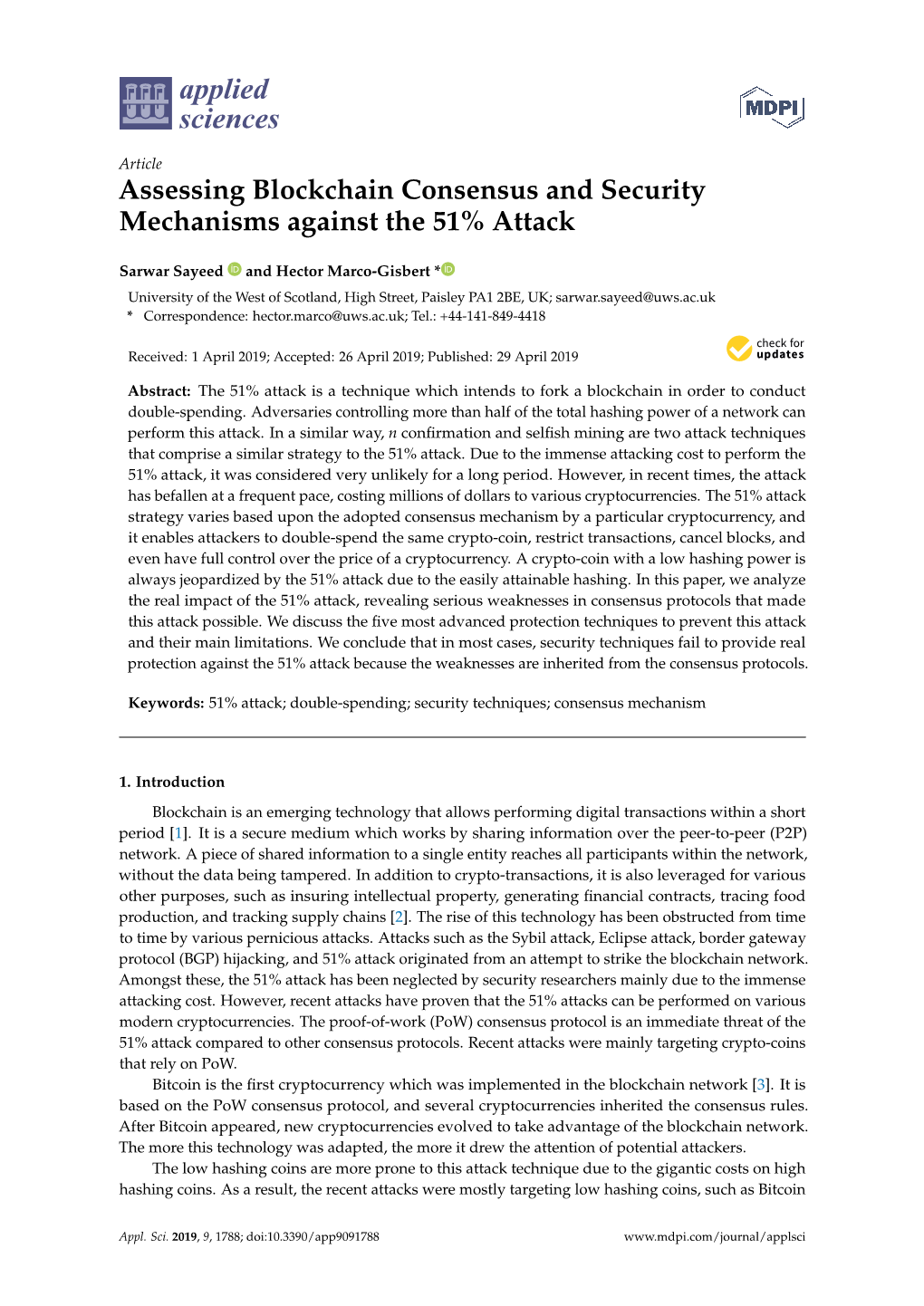 Assessing Blockchain Consensus and Security Mechanisms Against the 51% Attack