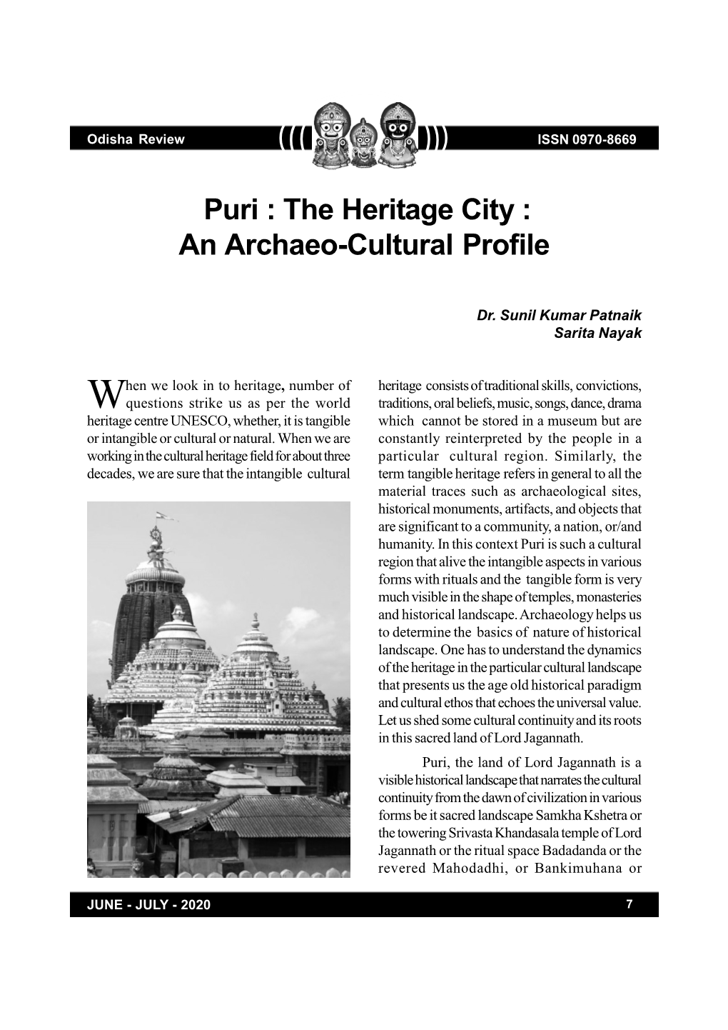 Puri : the Heritage City : an Archaeo-Cultural Profile
