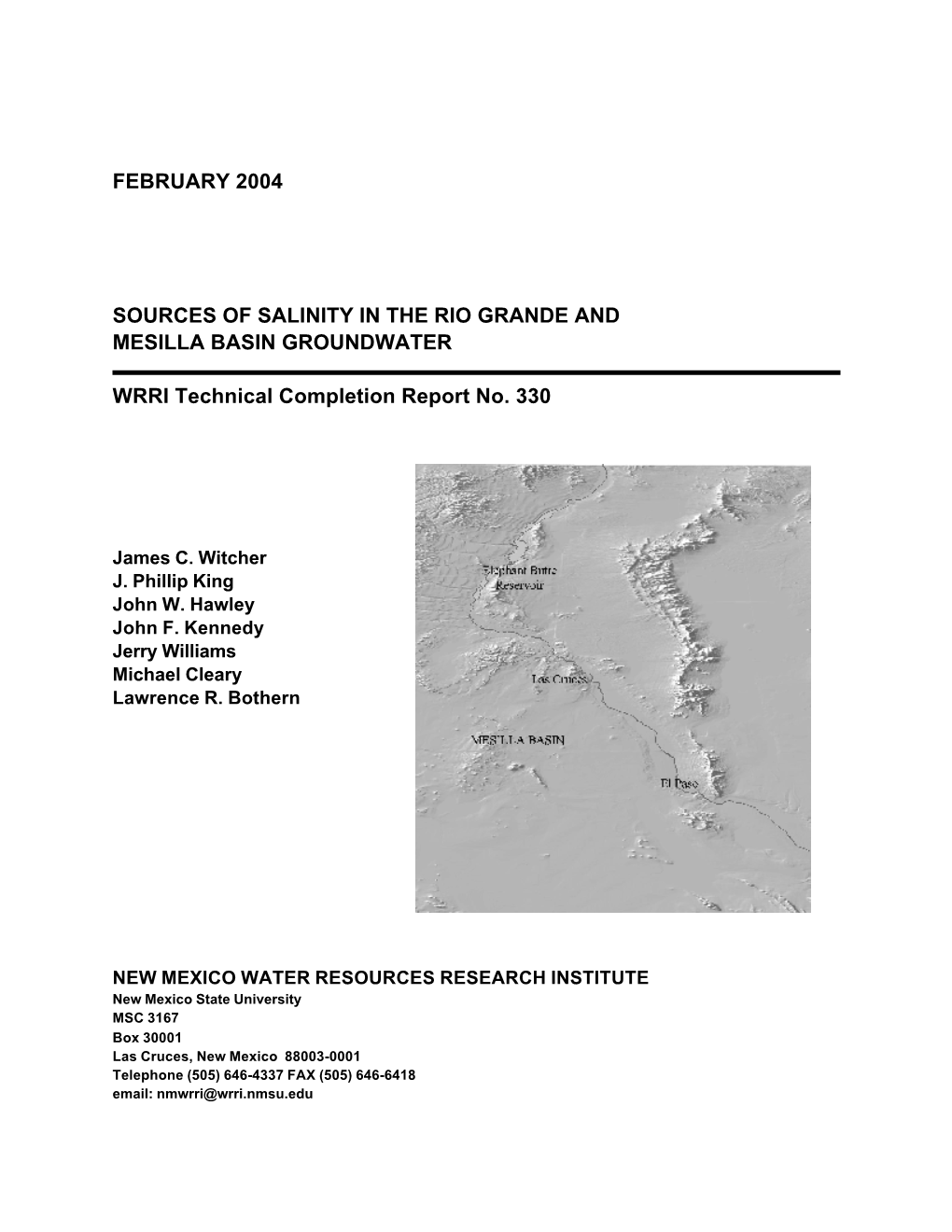 Sources of Salinity in the Rio Grande and Mesilla Basin Groundwater