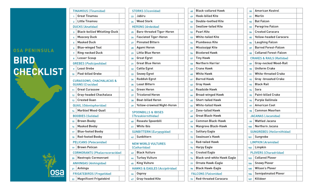 Bird Checklist