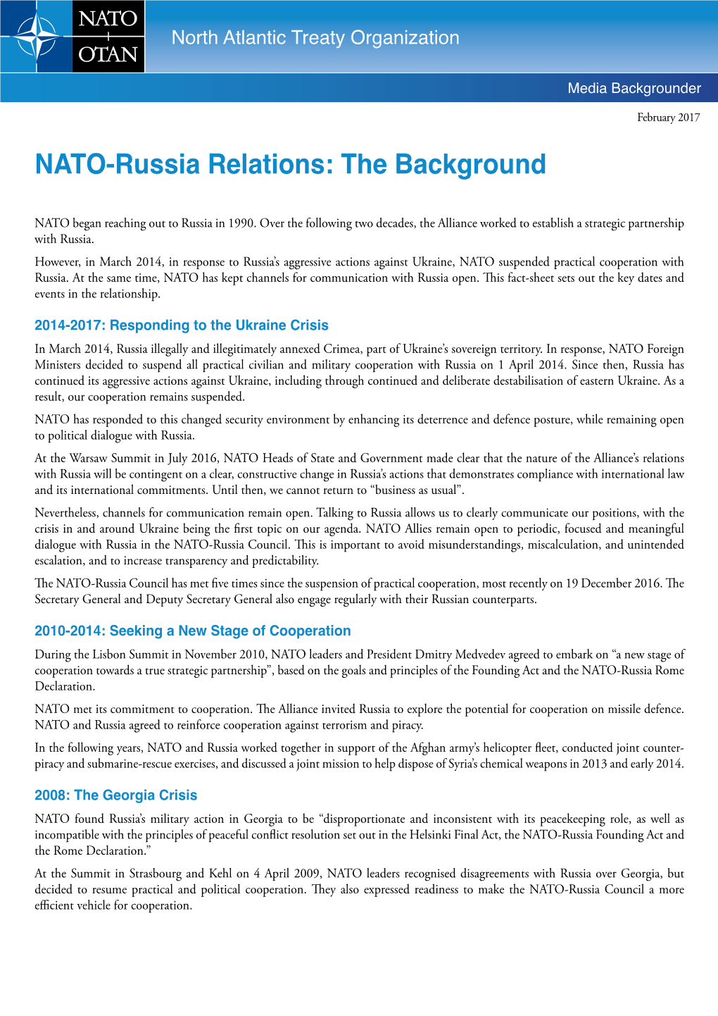 NATO-Russia Relations: the Background