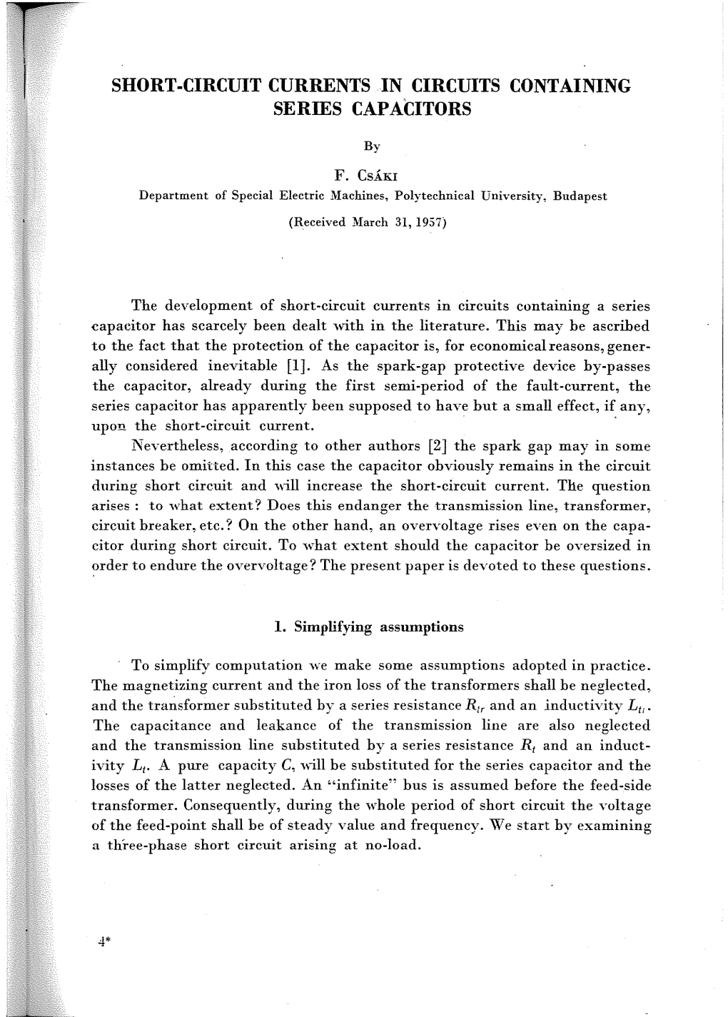 Circuit Currents in Circuits Containing Series Capacitors