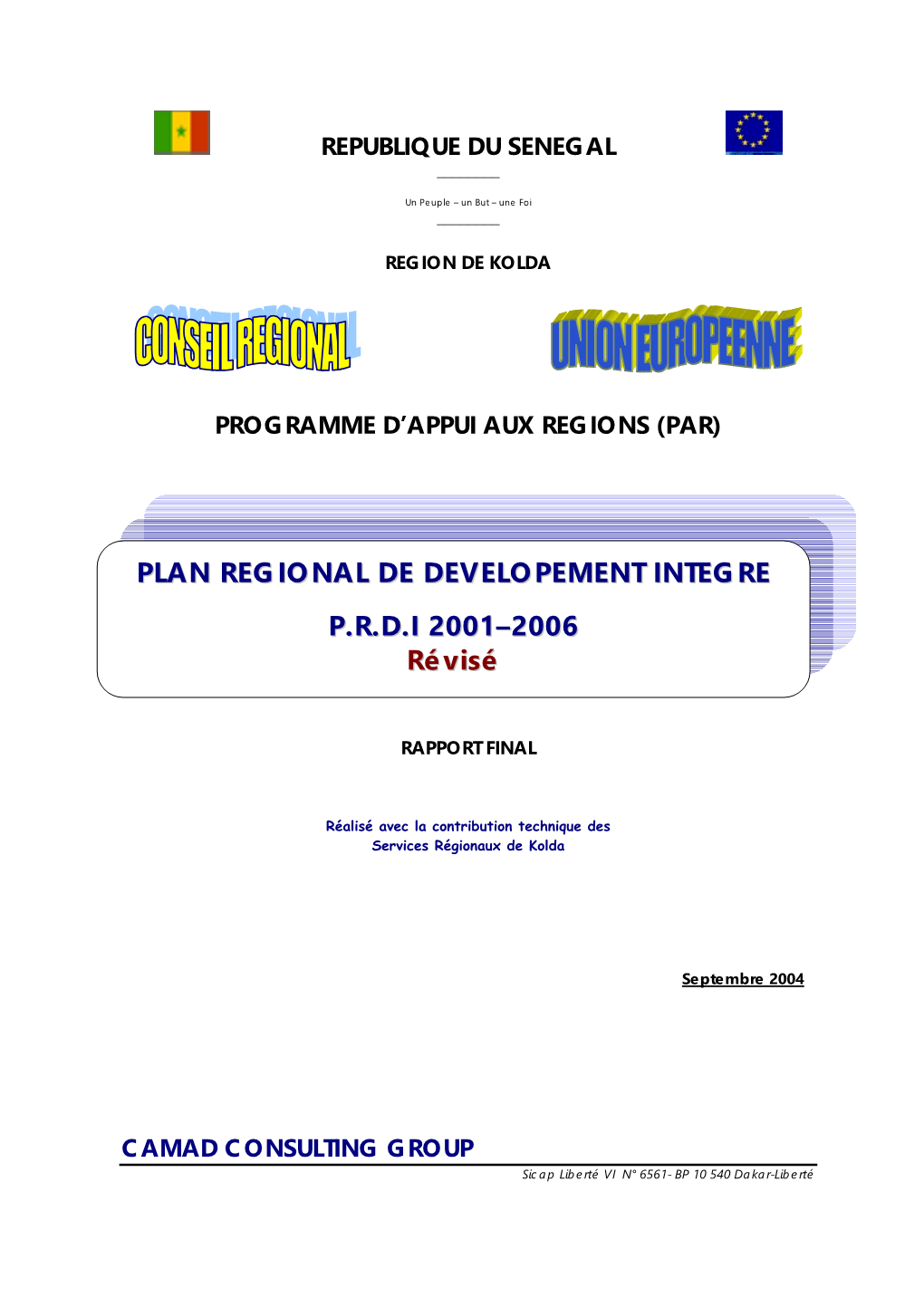 Plan Regional De Developement Integre Plan Regional De Developement Integre
