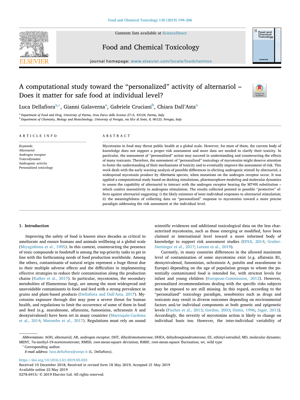 A Computational Study Toward the “Personalized” Activity of Alternariol – Does It Matter for Safe Food at Individual Level? T