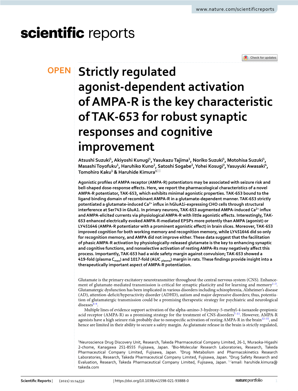 Strictly Regulated Agonist-Dependent Activation of AMPA-R Is The