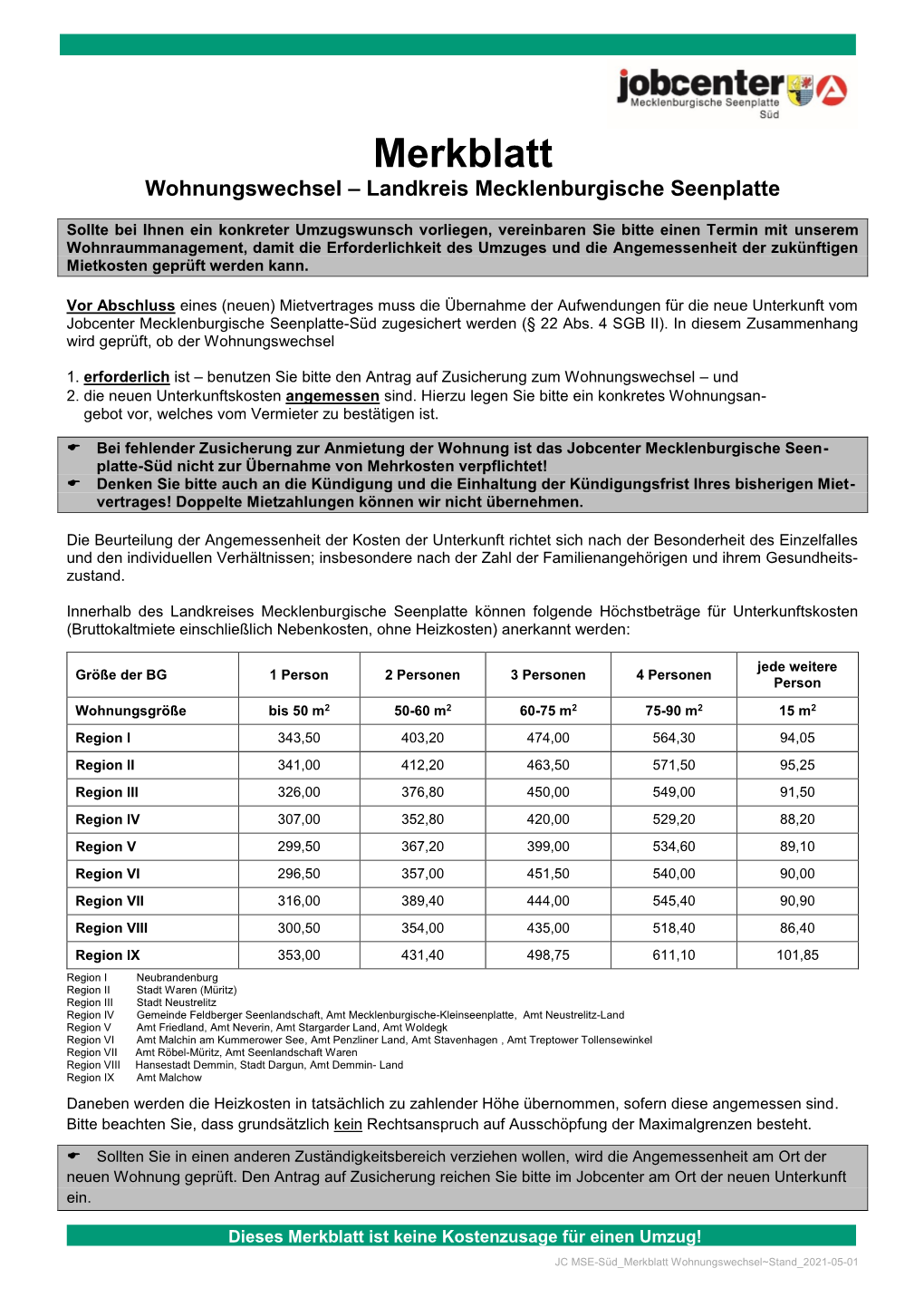 Merkblatt Zum Wohnungswechsel