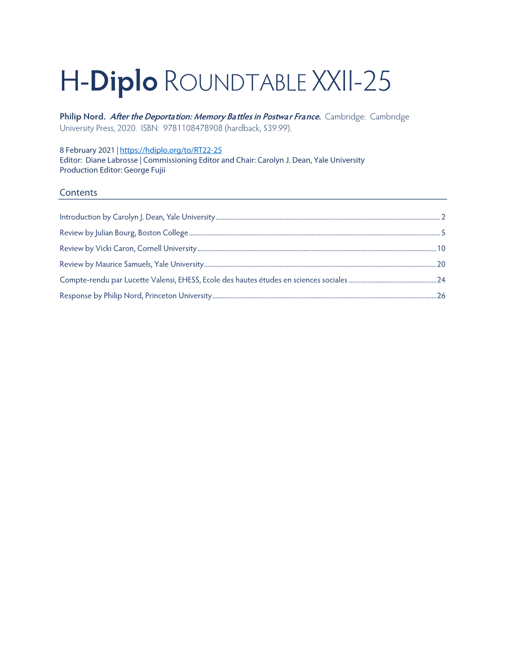 H-Diplo ROUNDTABLE XXII-25