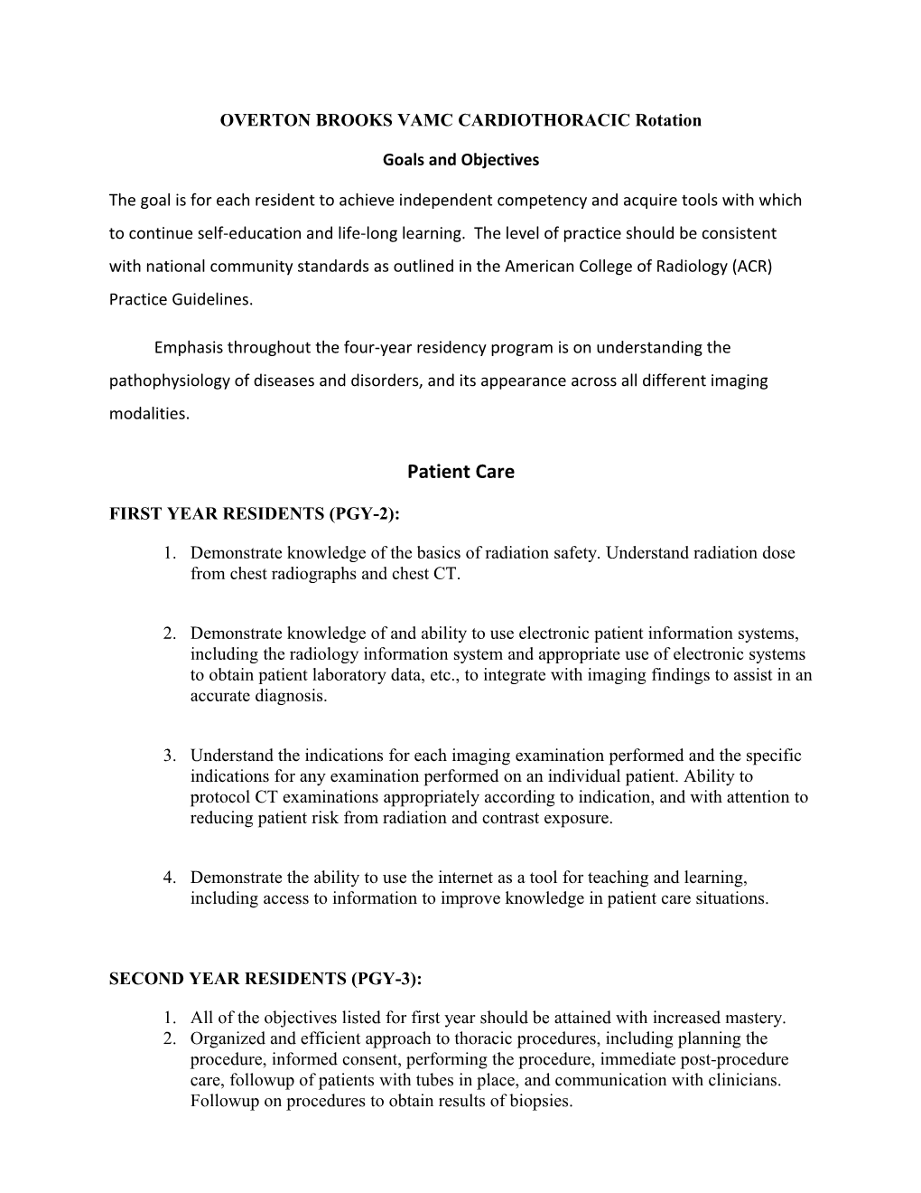 Curriculum for Abdominal Section