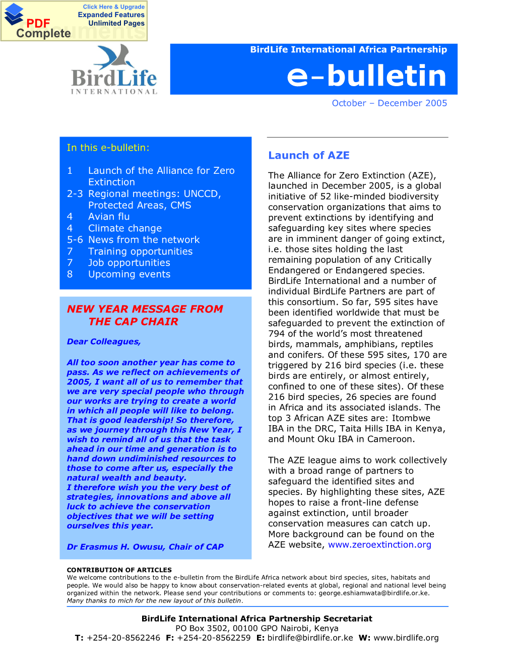 E-Bulletin October – December 2005
