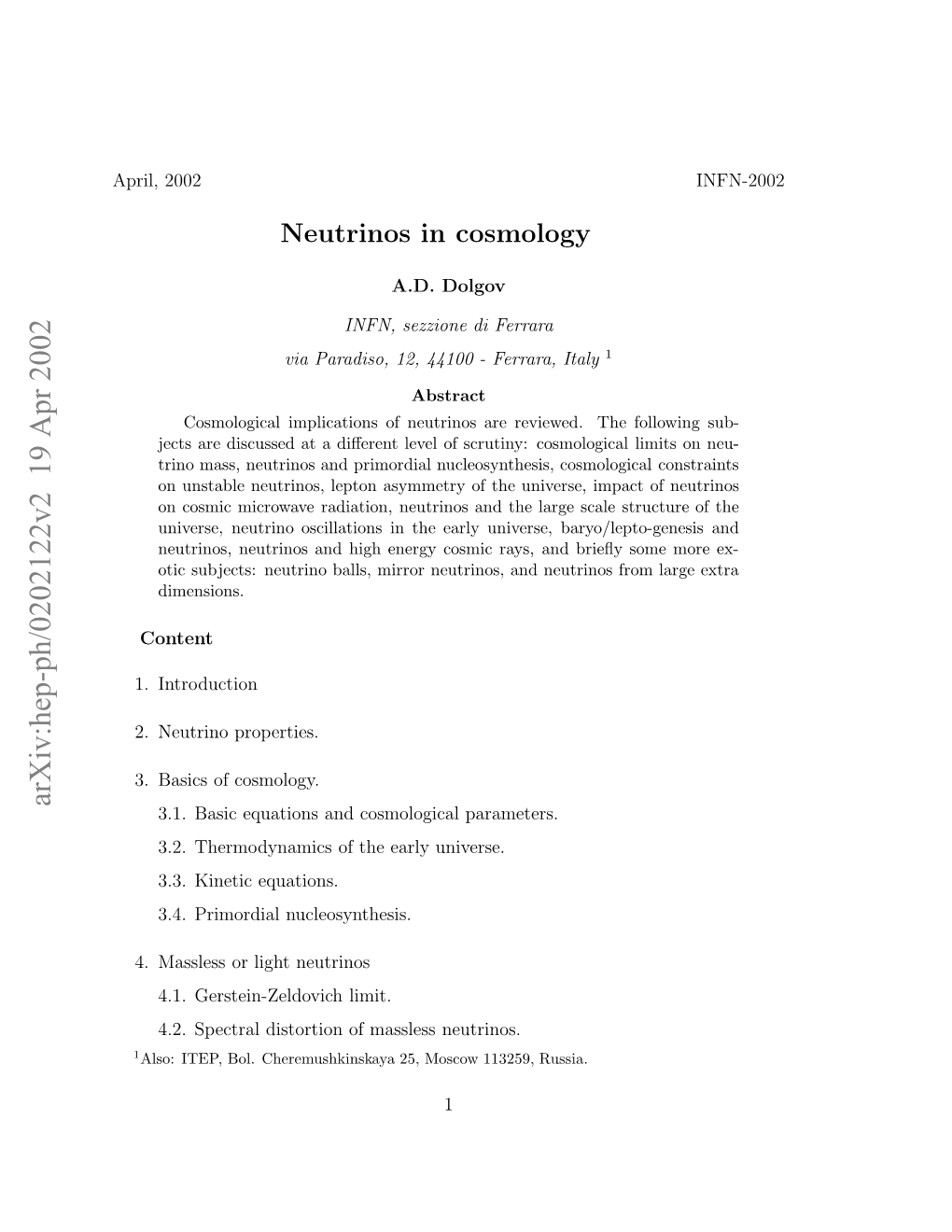 Neutrinos in Cosmology