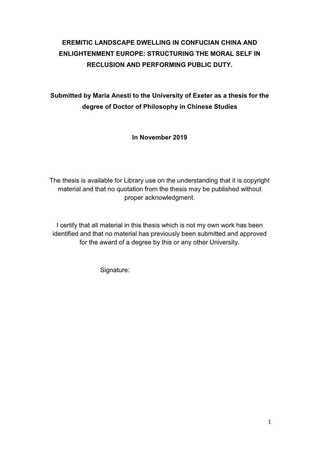 Eremitic Landscape Dwelling in Confucian China and Enlightenment Europe: Structuring the Moral Self in Reclusion and Performing Public Duty