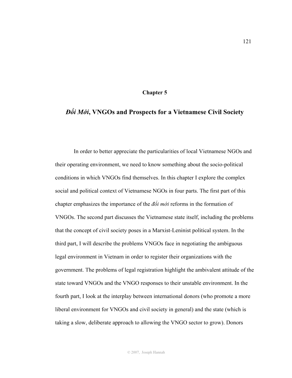Đổi Mới, Vngos and Prospects for a Vietnamese Civil Society