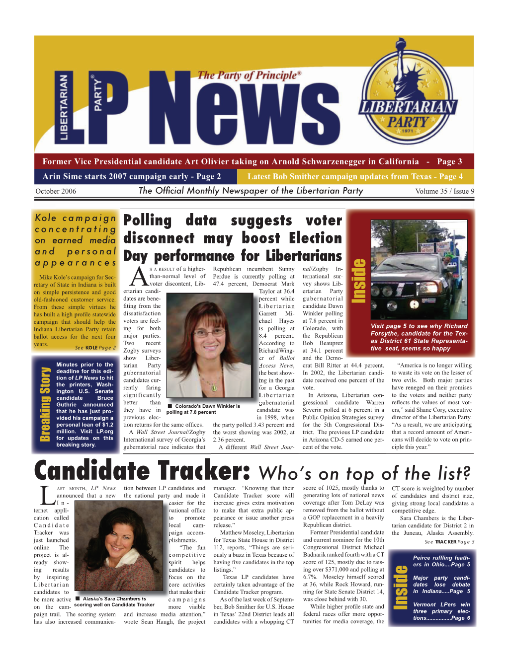 Candidate Tracker: Whoʼs on Top of the List? AST MONTH, LP News Tion Between LP Candidates and Manager