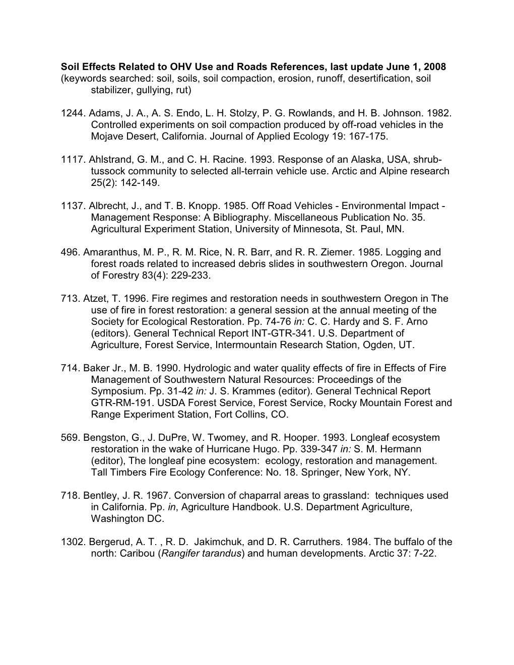 Soil OHV Citations to 2008