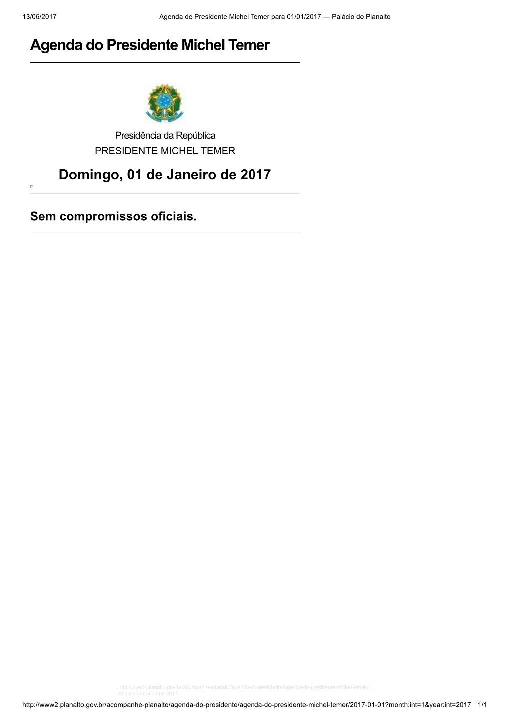 Agenda Do Presidente Michel Temer