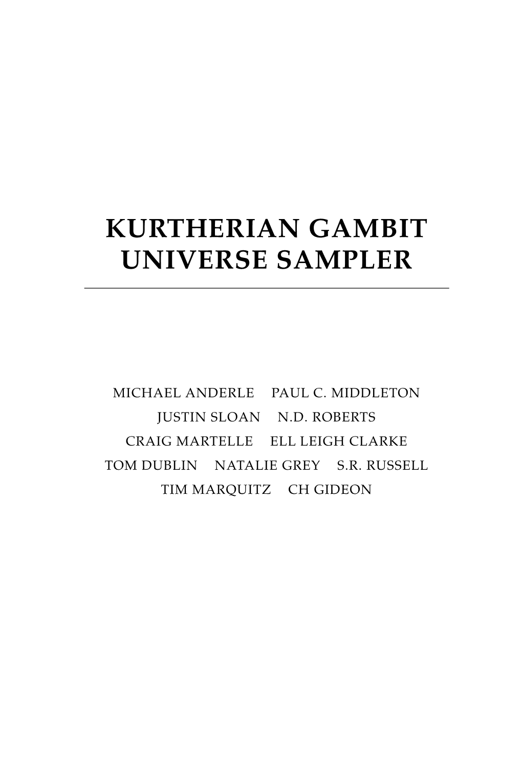 Kurtherian Gambit Universe Sampler