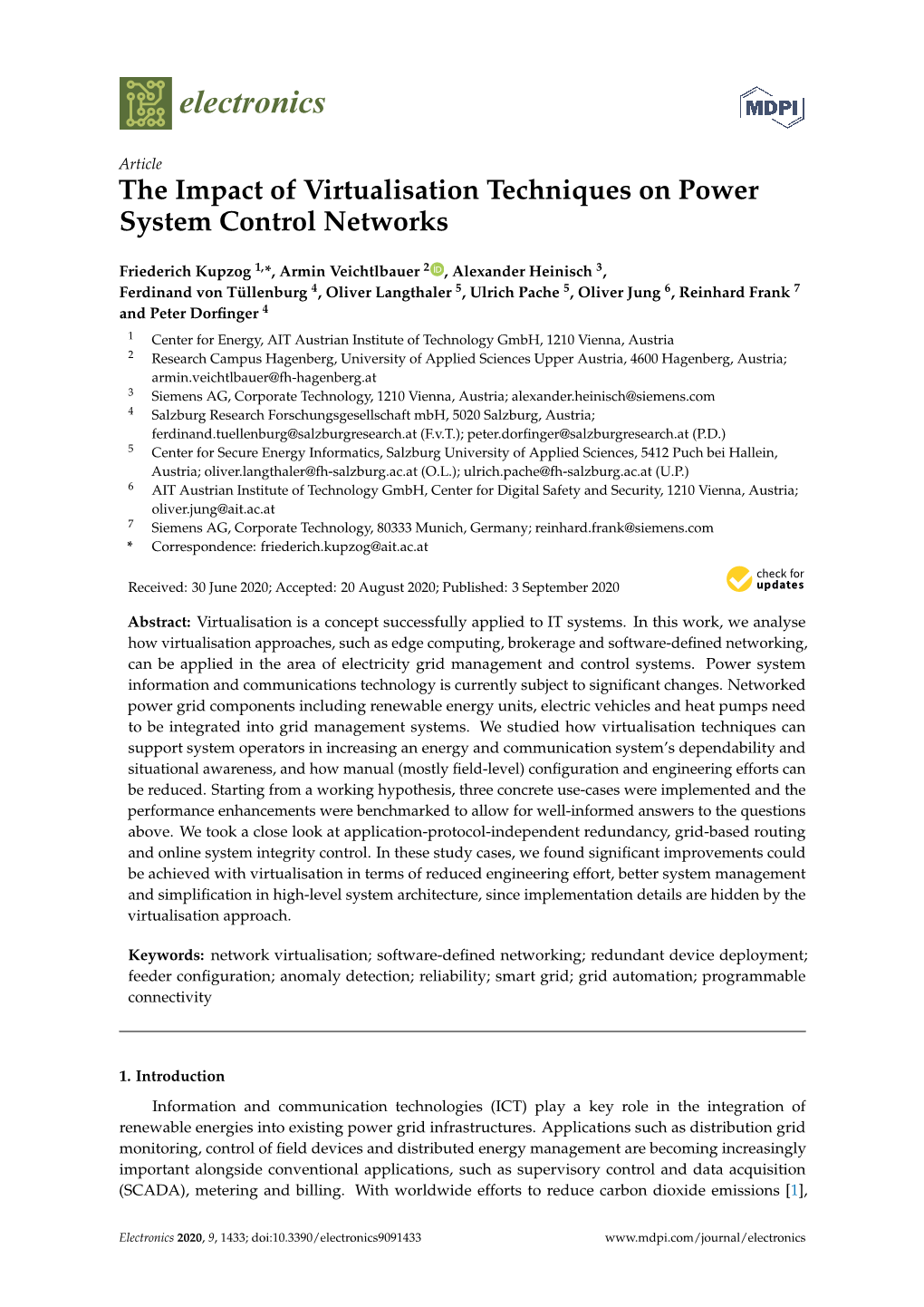 The Impact of Virtualisation Techniques on Power System Control Networks