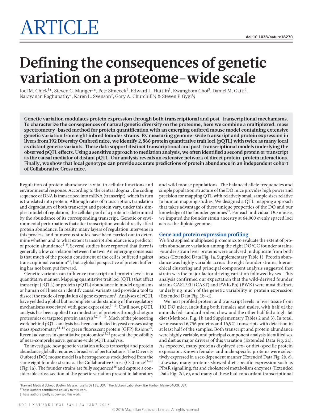 Defining the Consequences of Genetic Variation on a Proteome-Wide Scale Joel M
