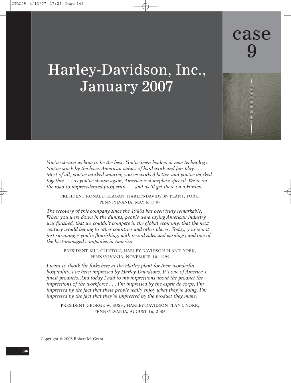 Case 9 Harley-Davidson, Inc., January 2007