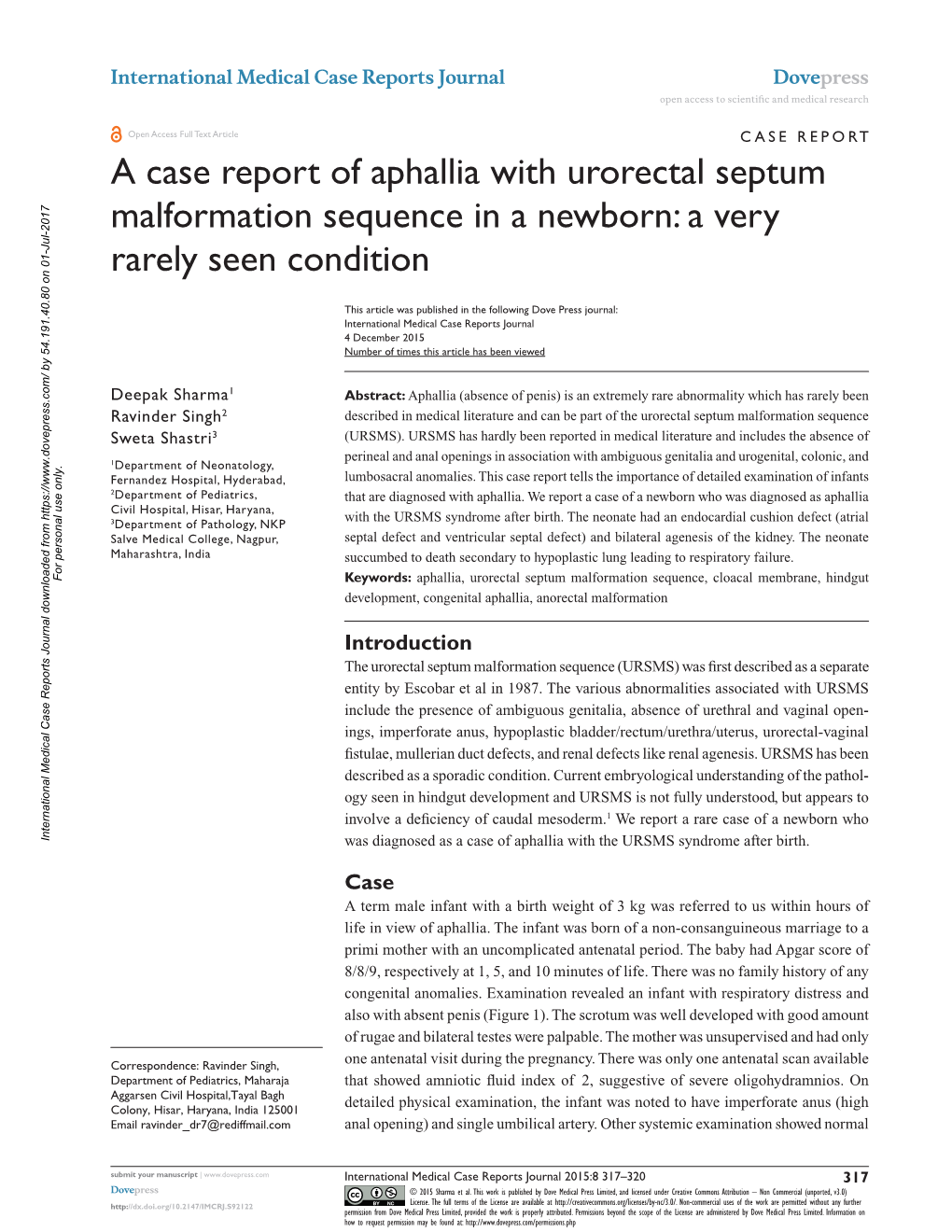 A Case Report of Aphallia with Urorectal Septum Malformation Sequence in a Newborn: a Very Rarely Seen Condition