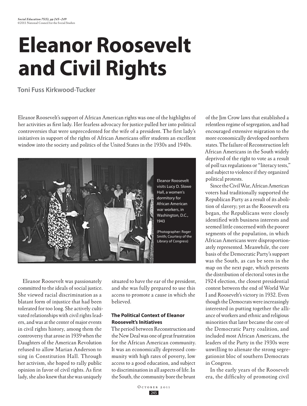 Eleanor Roosevelt and Civil Rights Toni Fuss Kirkwood-Tucker