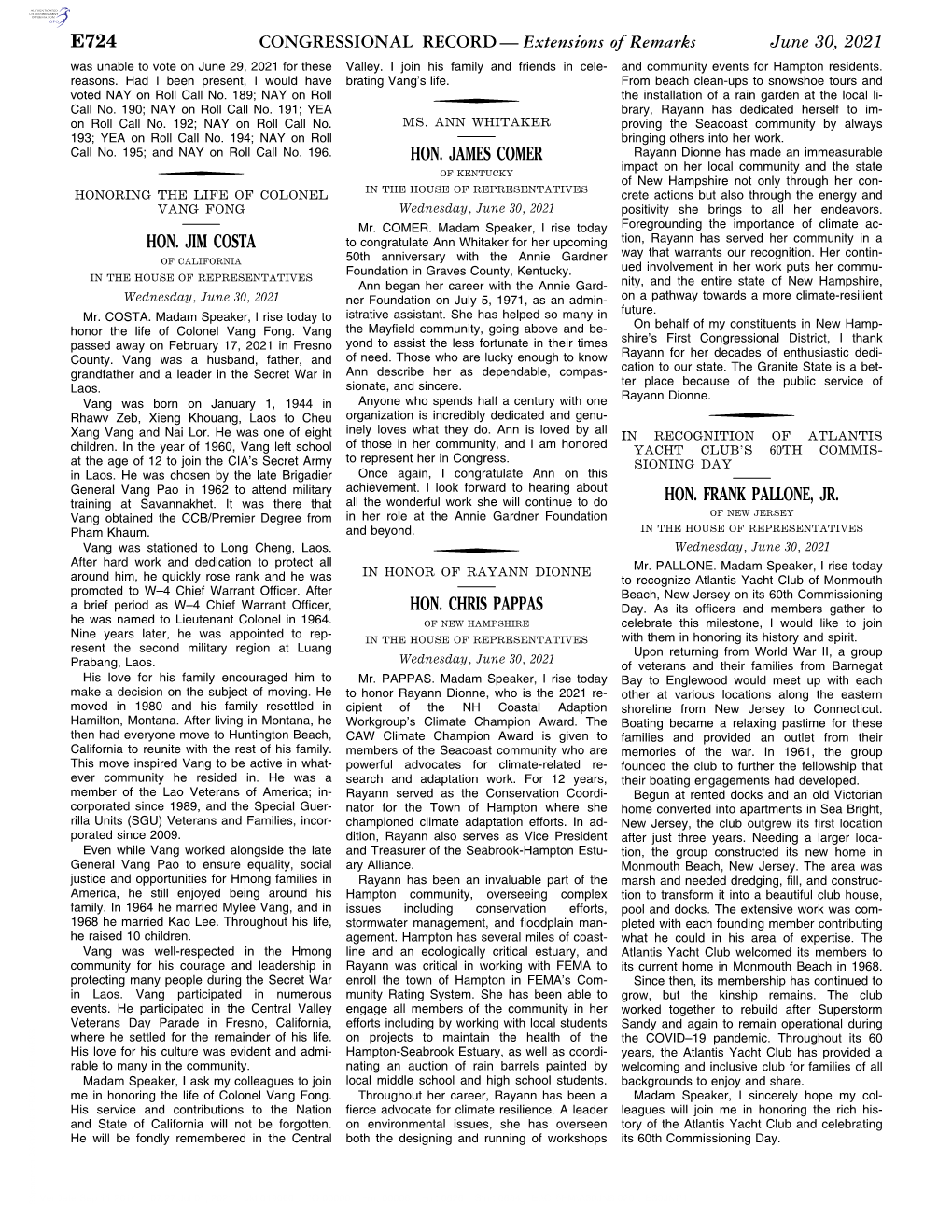 CONGRESSIONAL RECORD— Extensions of Remarks E724 HON