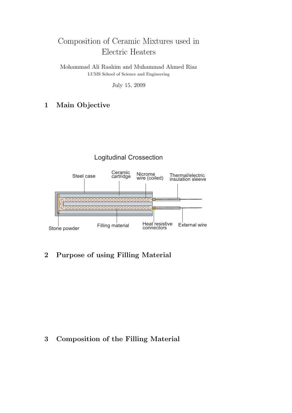 Composition of Ceramic Mixtures Used in Electric Heaters