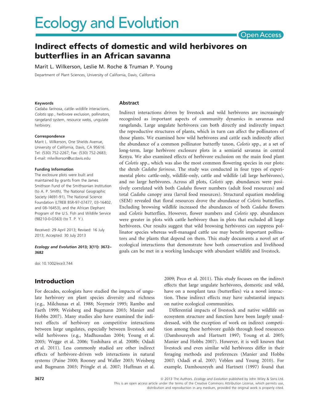 Indirect Effects of Domestic and Wild Herbivores on Butterflies in An