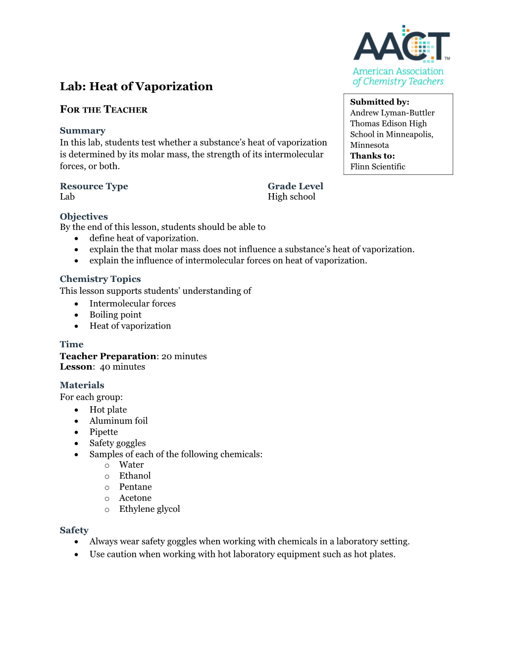 Lab: Heat of Vaporization