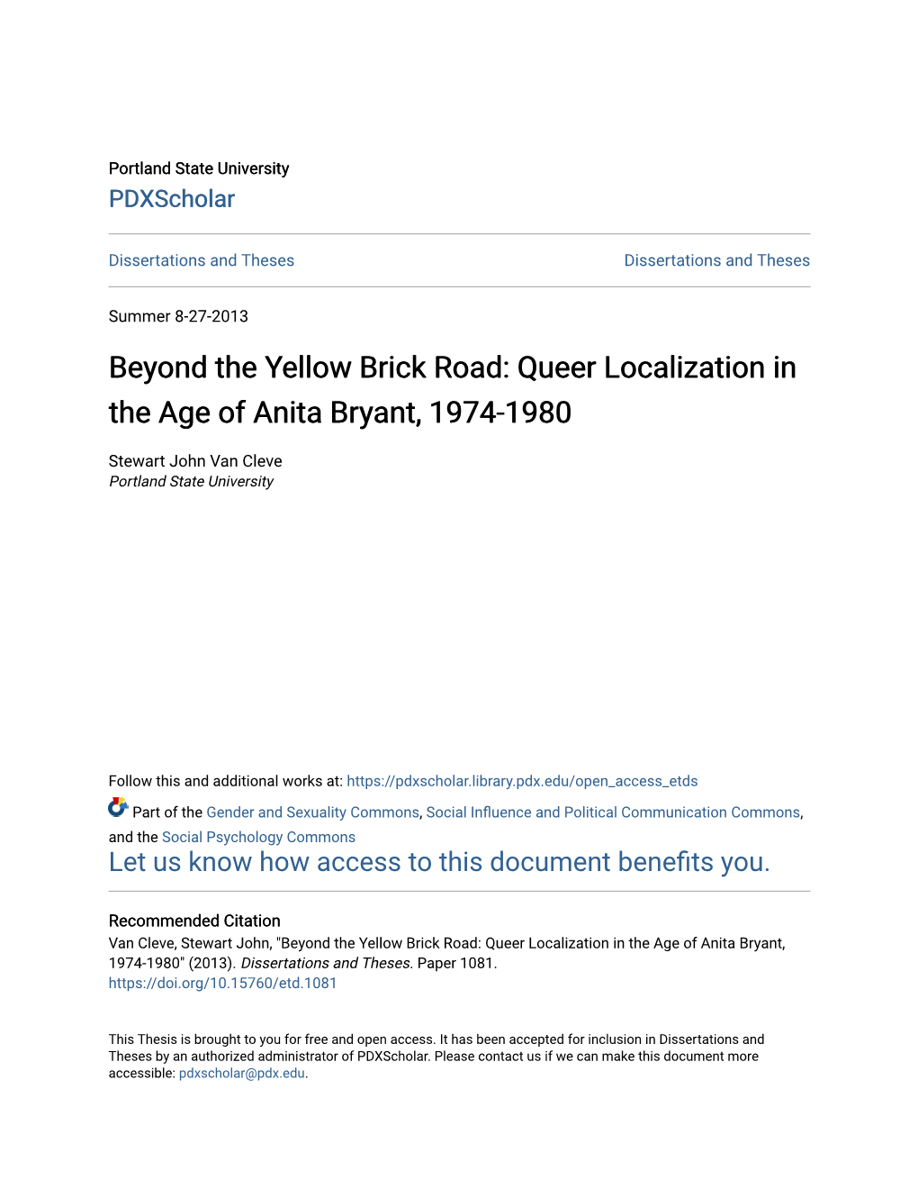 Beyond the Yellow Brick Road: Queer Localization in the Age of Anita Bryant, 1974-1980