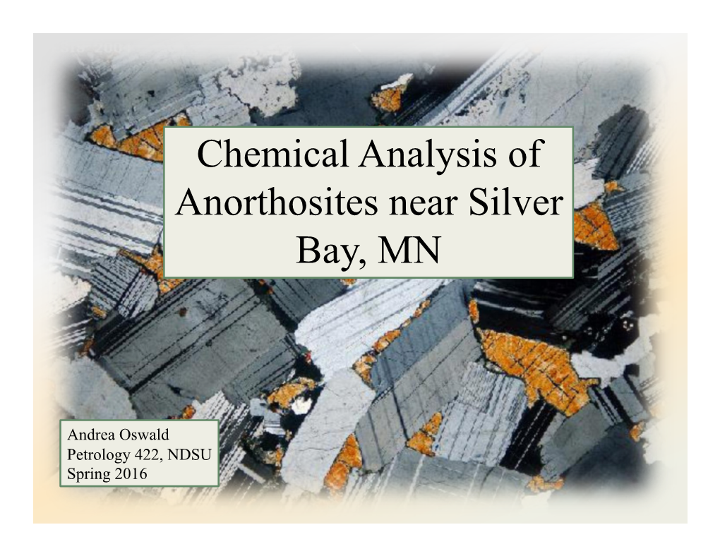 Chemical Analysis of Anorthosites Near Silver Bay, MN