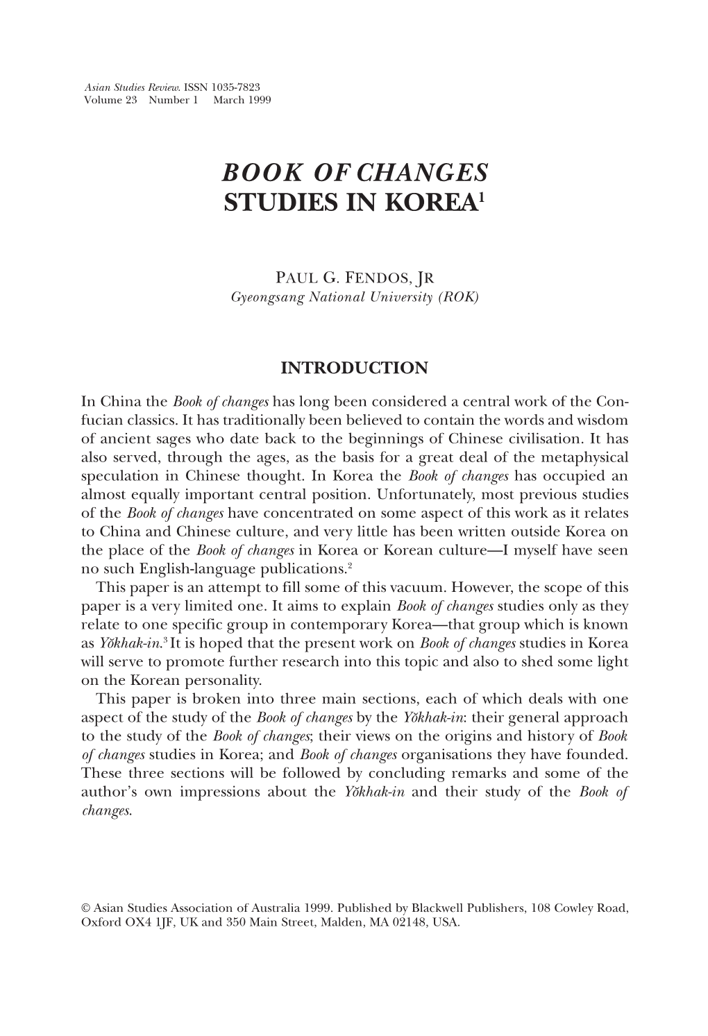 Book of Changes Studies in Korea1