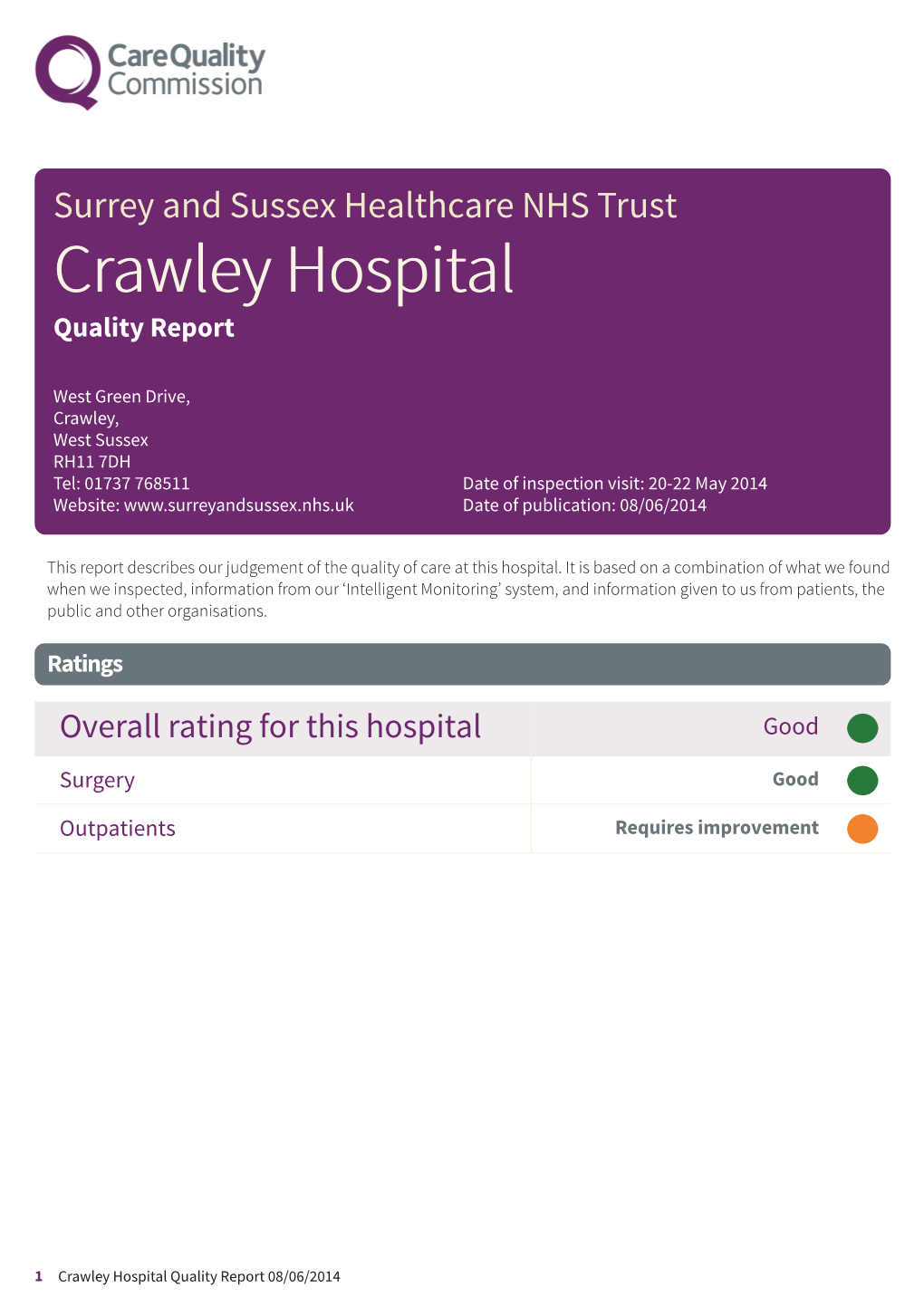Crawley Hospital Scheduled Report