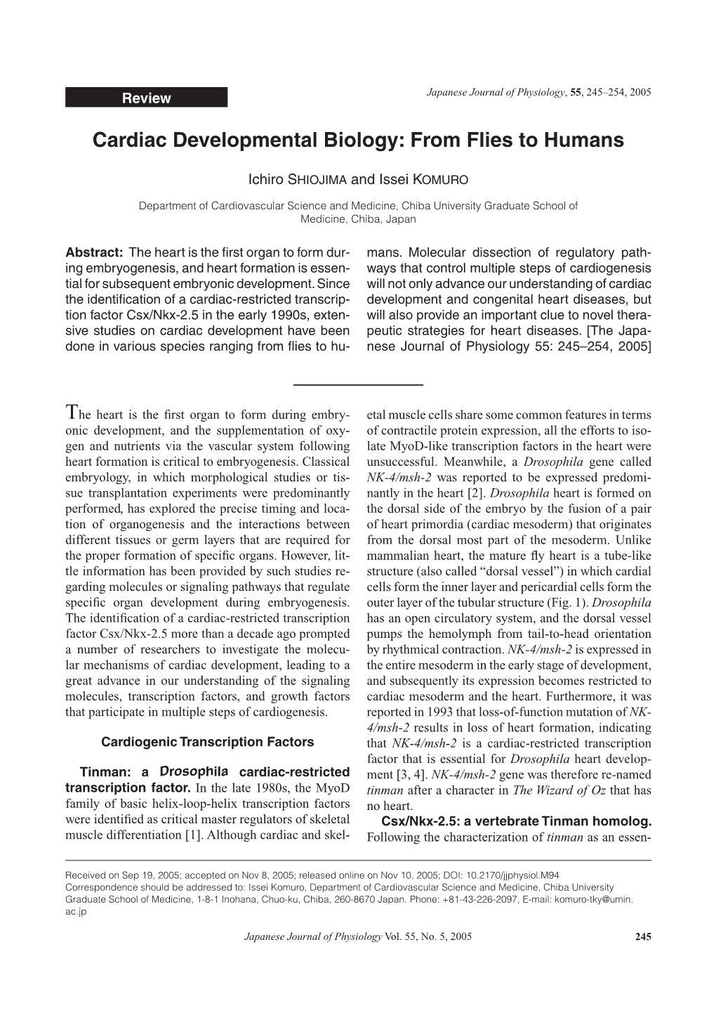 Cardiac Developmental Biology: from Flies to Humans