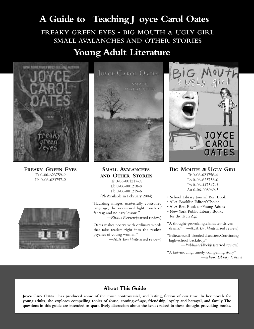 A Guide to Teaching J Oyce Carol Oates Young Adult Literature