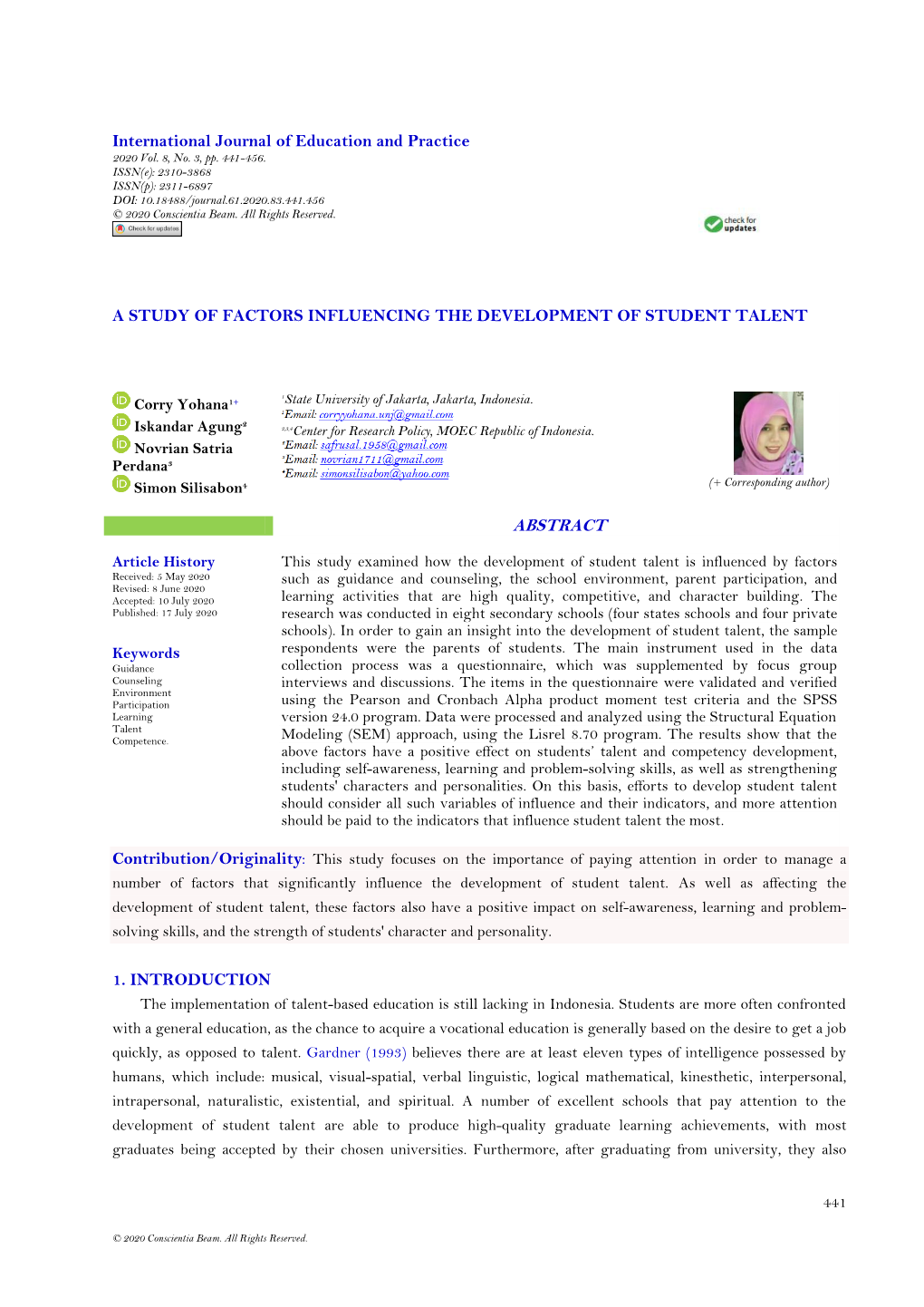 International Journal of Education and Practice 2020 Vol