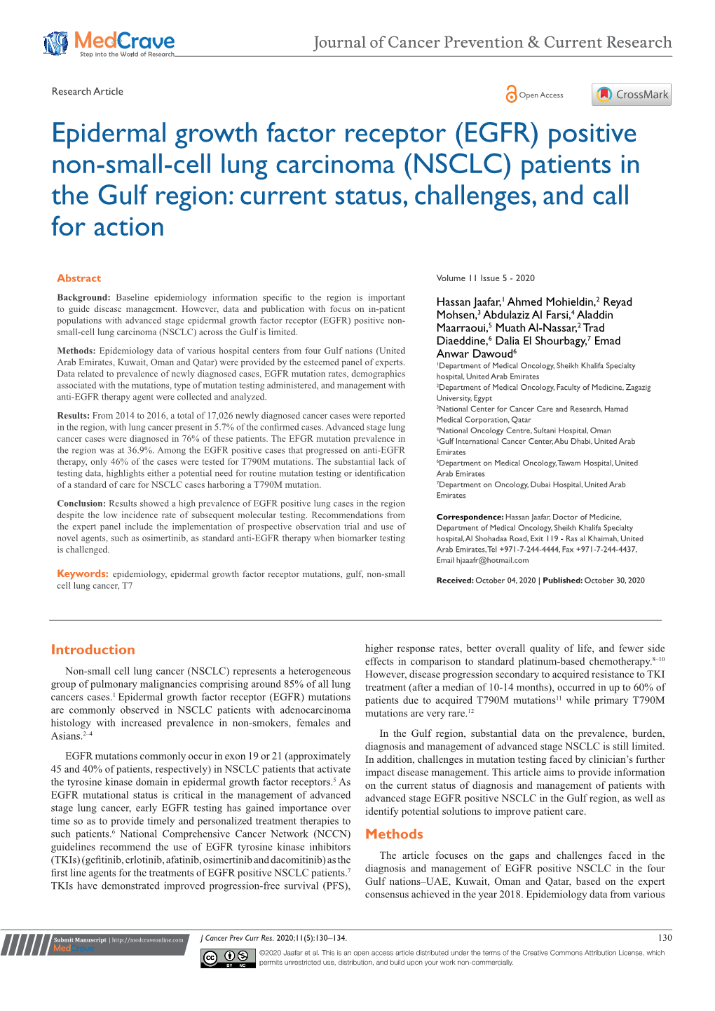 Epidermal Growth Factor Receptor (EGFR) Positive Non-Small-Cell Lung Carcinoma (NSCLC) Patients in the Gulf Region: Current Status, Challenges, and Call for Action